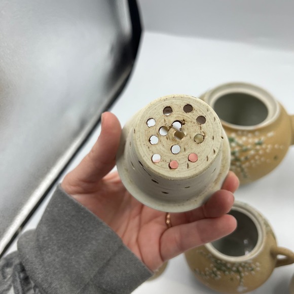 Antique Meiji Period Tea Set 4 Pieces Shark Skin Moriage Porcelain Cream Sugar - Picture 5 of 16